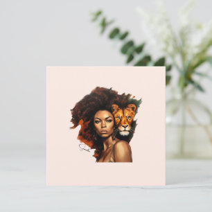 Mujer afroamericana con león majestuoso