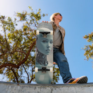 Mujer Androide Futurista - Patineta Cibernética