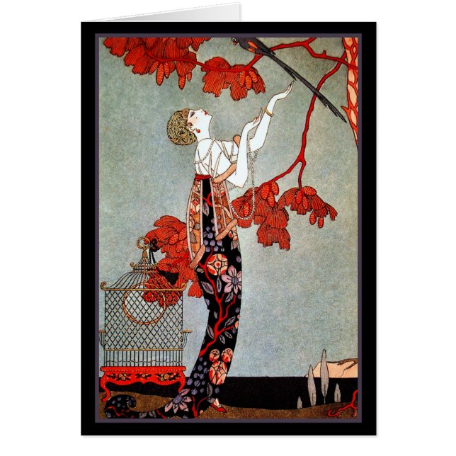 Mujer Art Deco y el loro (Frente)