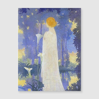 Mujer Art Nouveau con Calla Lilies