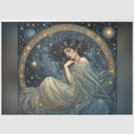 Mujer Art Nouveau en papel de decoro de estrellas