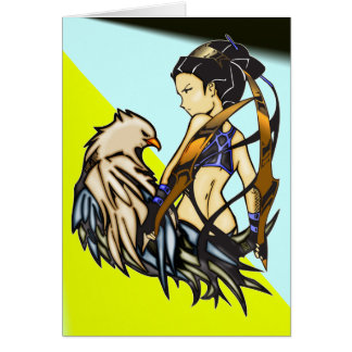 Mujer asiática y Eagle del guerrero