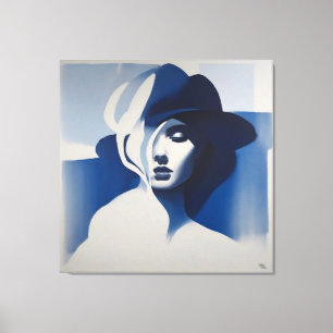 Mujer Azul Impresión en Lienzo