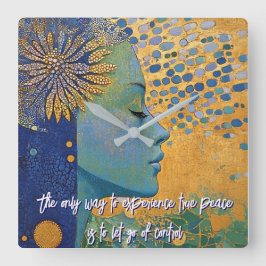 Mujer Azul suelta el reloj de pared de control