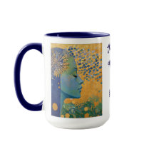 Mujer Azul suelta la taza de control