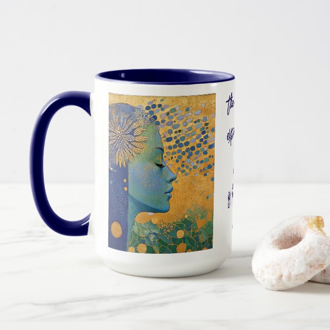 Mujer Azul suelta la taza de control (Con donut)