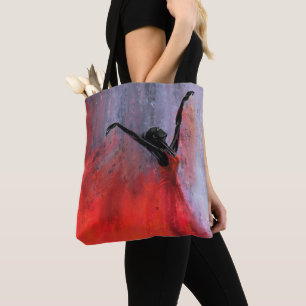 Mujer Bailando en Bolsa Tote Roja