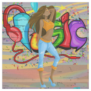 Mujer bailarina 1 Graffiti musical de tela de pare