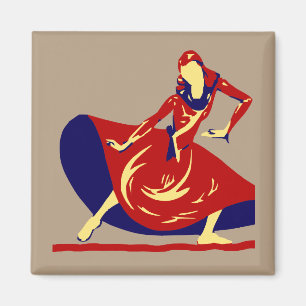 Mujer Bailarina con vestido rojo IMÁN DE REGALO DE