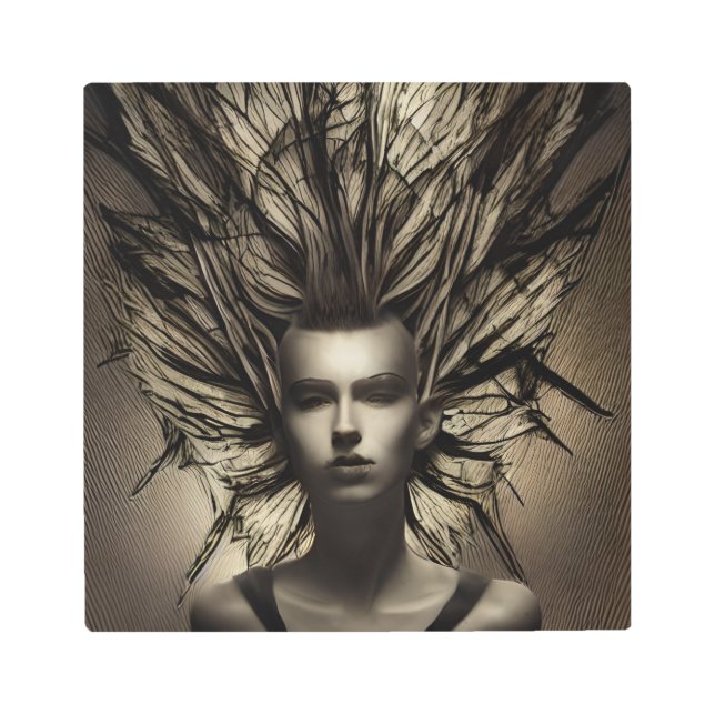 Mujer bajo el agua Distópica Resumen arte de IA (Anverso)