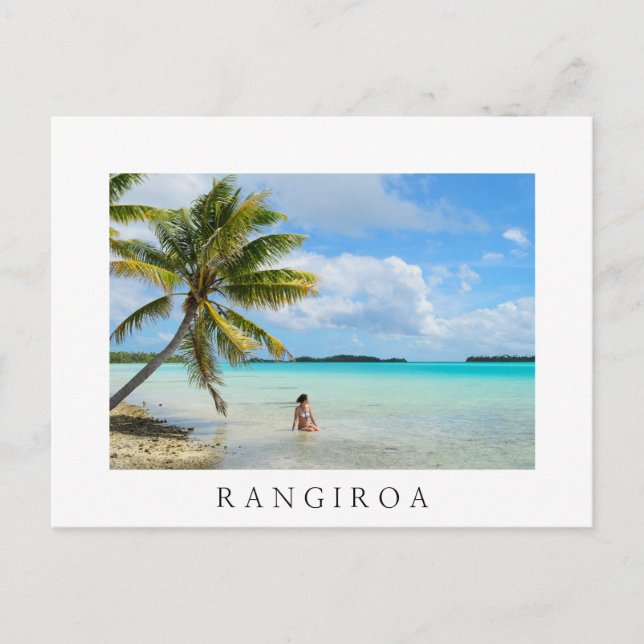 Mujer bajo una palmera Postal de Rangiroa (Anverso)