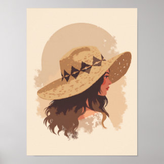 Mujer boho con arte en la pared Gorra tejida