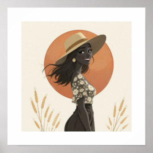Mujer Boho Minimalista Sombrero de Paja Arte Estét