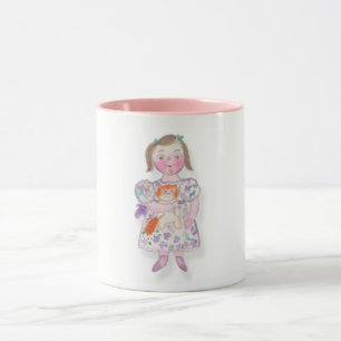 Mujer bonita con gato taza de acuarela de ORDesign