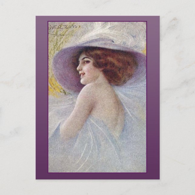 Mujer bonito en grandes tarjetas Gorra y postales (Anverso)