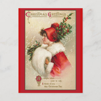 Mujer bonito en tarjetas navideñas victorianas esc