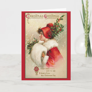 Mujer bonito en tarjetas navideñas victorianas esc
