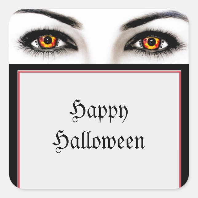 Mujer bruja malvada Ojos Pegatinas de Halloween (Anverso)
