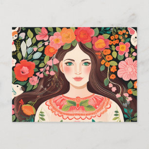 Mujer búlgara de postal adorable motivo
