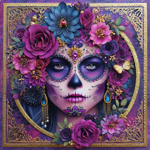 Mujer Calavera Día de Muertos Baldosa Cerámica