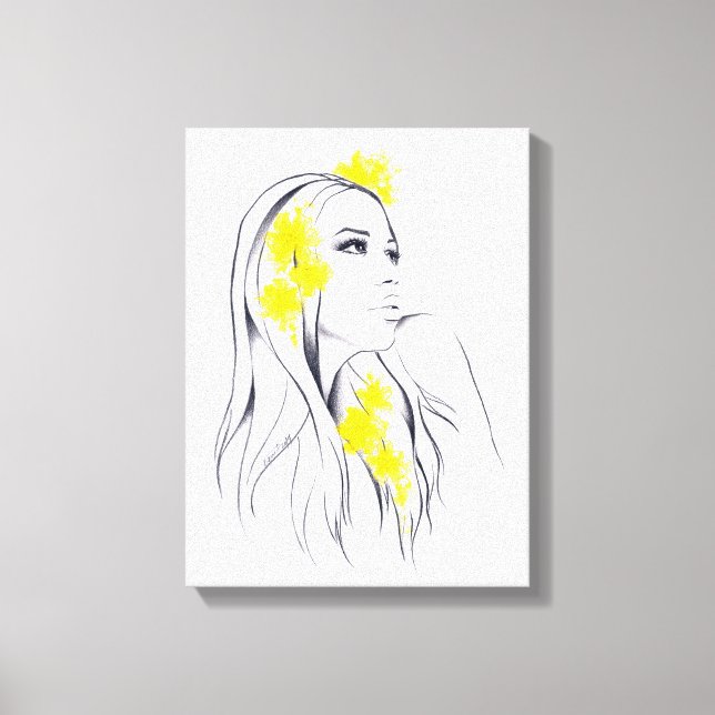 Mujer cara Flores amarillas Arte de ilustración de (Anverso)