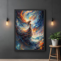 Mujer celestial en ardiente arte cosmos