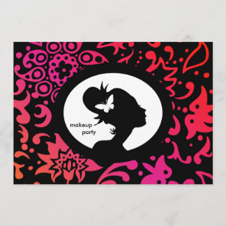 Mujer colorida de la mariposa de la invitación del