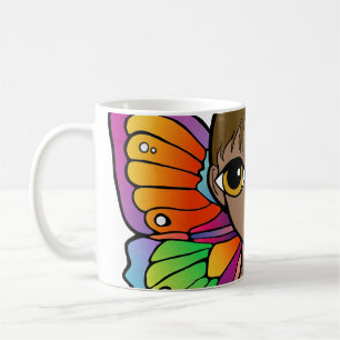 mujer con alas de mariposa 1 taza de café