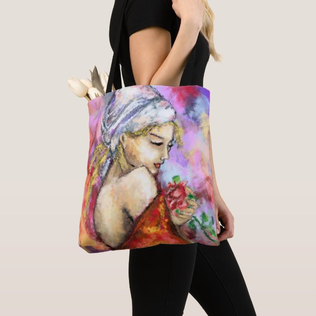 Mujer con bolsa de té Rosa (Detalle)