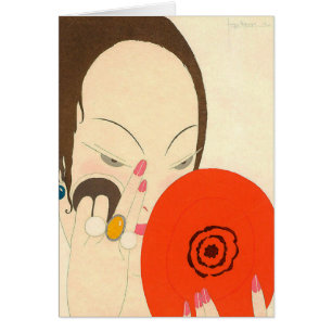 MUJER CON ESPEJO ROJO Deco Belleza Moda Maquillaje