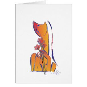 Mujer con flores rojas arte abstracto expresionist