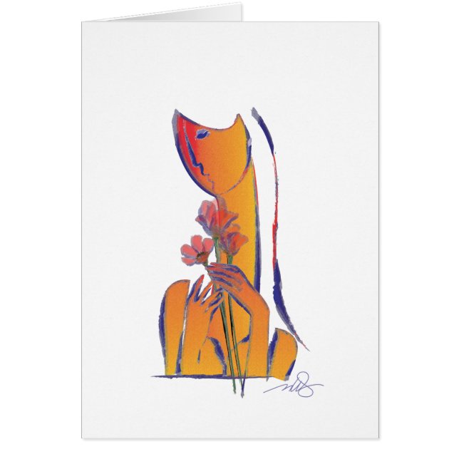 Mujer con flores rojas arte abstracto expresionist (Frente)