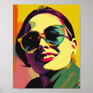 Mujer con gafas de sol arte pop