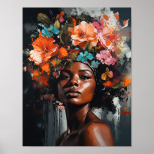 Mujer con impresión artística de cartel de cabeza