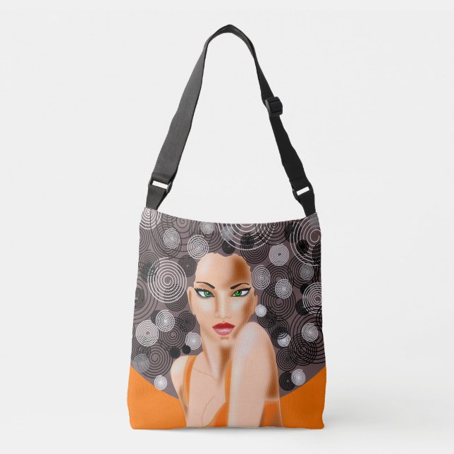 Mujer con la bolsa de crossbody de ojos verdes (Anverso)