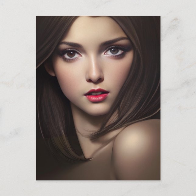 Mujer con la intrépida tarjeta postal (Anverso)