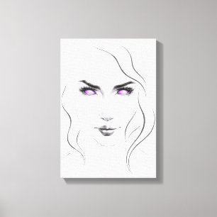Mujer con ojos extraños púrpura arte de la línea M