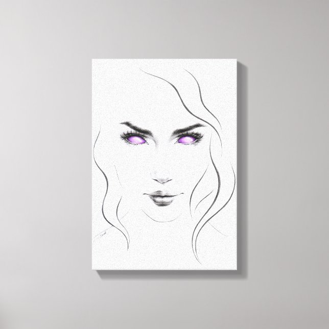 Mujer con ojos extraños púrpura arte de la línea M (Anverso)