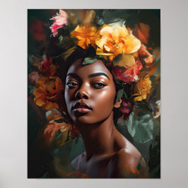 Mujer con Poster de impresión de arte de cabeza de