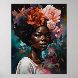 Mujer con Poster de impresión de arte de cabeza de