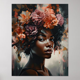 Mujer con Poster de impresión de arte de cabeza de