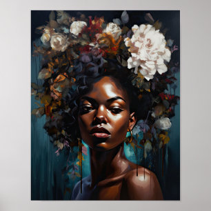 Mujer con Poster de impresión de arte de cabeza de