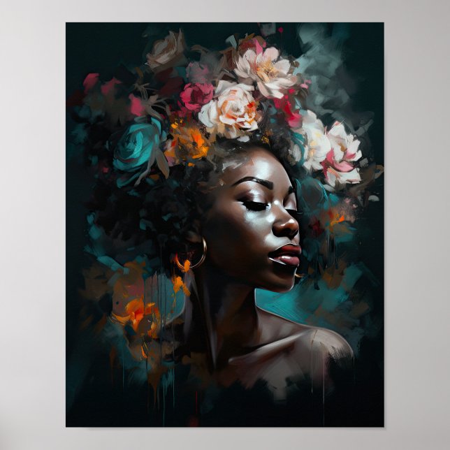 Mujer con Poster de impresión de arte de cabeza de (Frente)