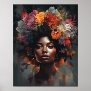 Mujer con Poster de impresión de arte de cabeza de