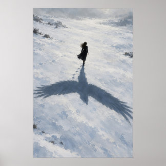 Mujer con sombra de pájaro Arte Surrealista