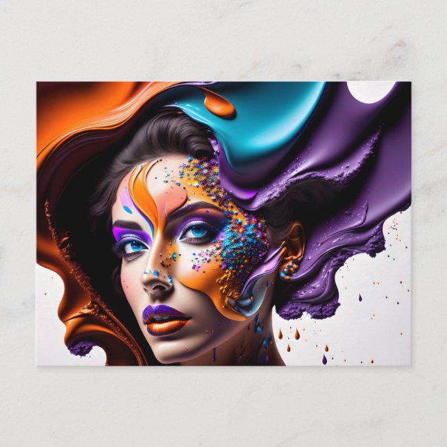 Mujer con tarjeta postal de pintura (Anverso)