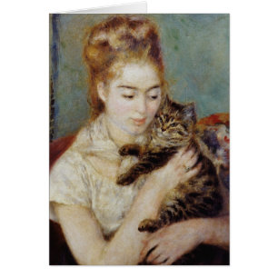 Mujer con un gato de Pierre-Auguste Renoir
