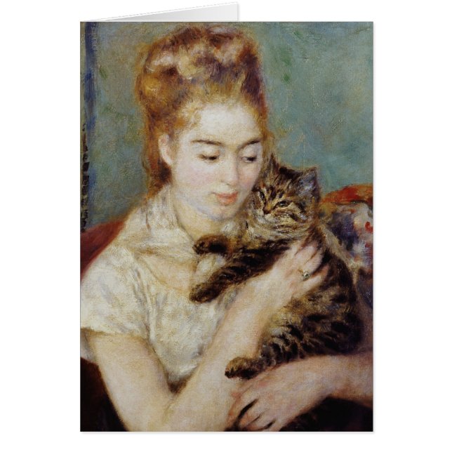 Mujer con un gato de Pierre-Auguste Renoir (Frente)