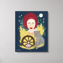 Mujer con un gato. Imprimir lienzo estirado en ucr