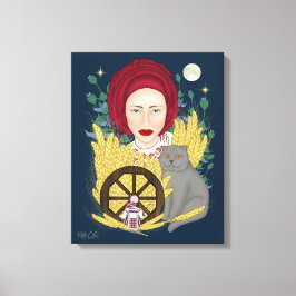 Mujer con un gato. Imprimir lienzo estirado en ucr